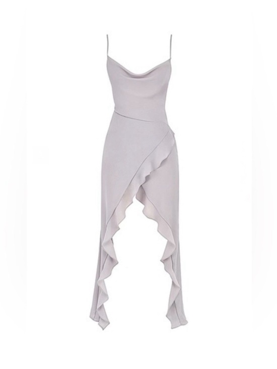 House of CB Dresses & Skirts - House of CB Light Gray High-Low Ruffle Slip Dress